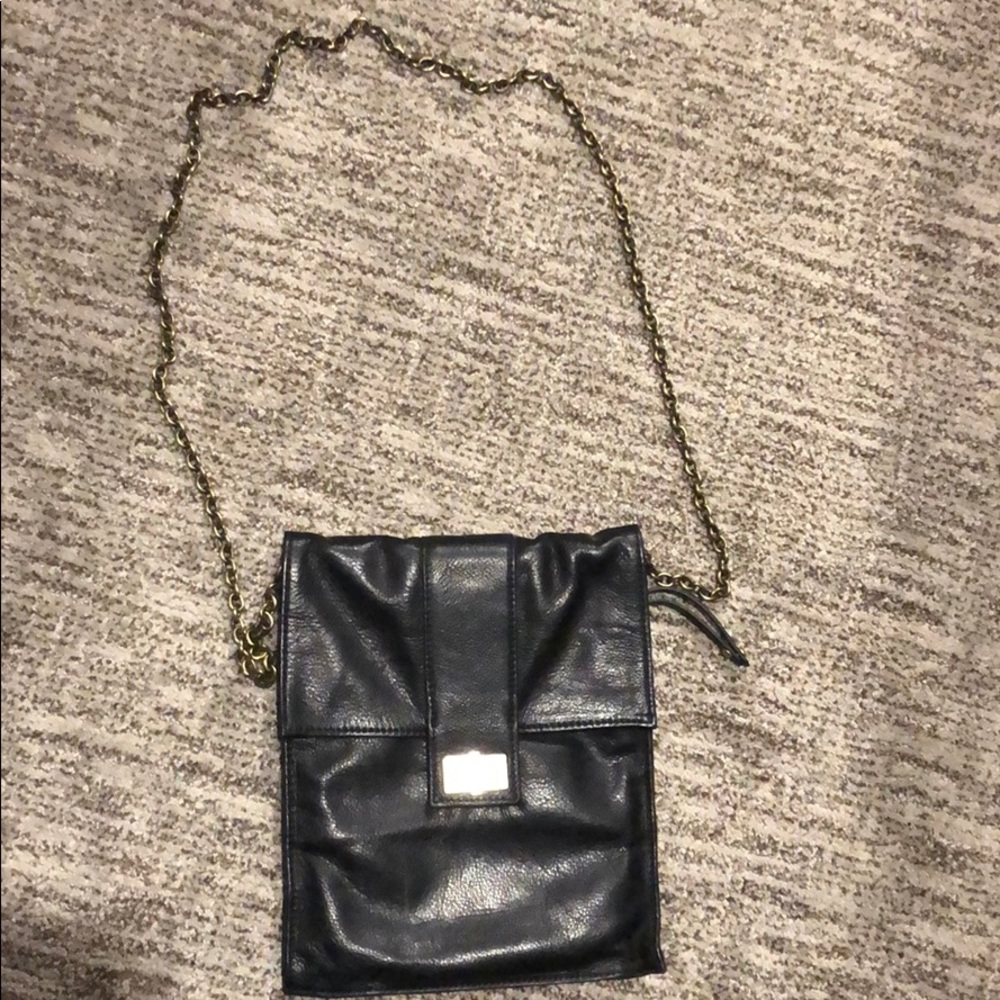 Black leather cross body purse